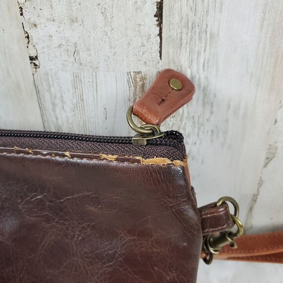 Stone Mountain Leather Clutch Wristlet Bag Purse Brown - Picture 5 of 8